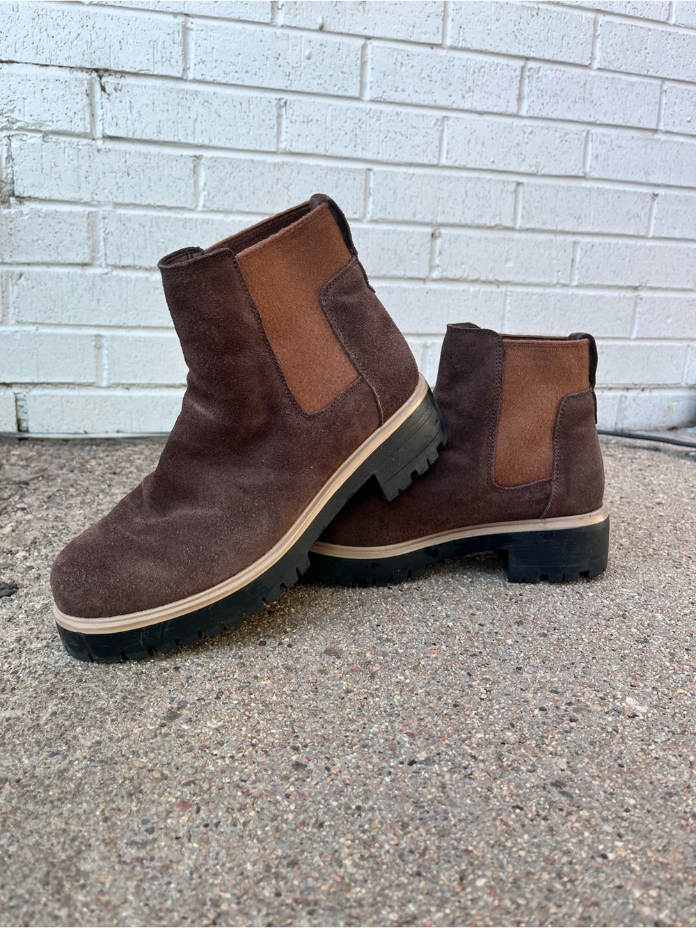 Eddie Bauer Woman’s Brown Suede Chelsea Boots - Rugged Lug Sole